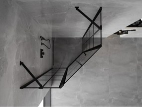 Mexen Mist, päťuholníkový sprchový kút, ľavý 80 x 80 cm, čierna mriežka, čierny - 8A8-080-080-70-77-L