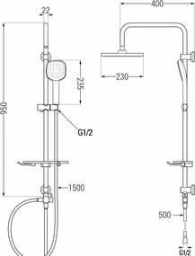 Mexen sprchový set T33 s hornou hlavicou štvorcovou, biela, 798333393-21