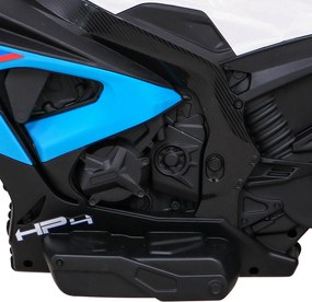 Ramiz BMW HP4 detský motocykel na batérie modrý + 3 kolieska + LED + MP3 USB + ekokoža