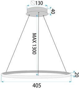 Toolight Toolight, závesné svietidlo 40cm, 24W, 3000K, LHJ001-CP, zlatá lesklá, OSW-50000