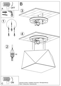 Stropné svietidlo Hexa, 1x biele plastové tienidlo, (biely plast), (25 cm)