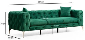 Dizajnová 3-miestna sedačka Rococo 237 cm zelená