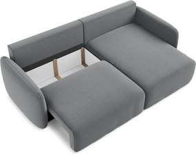 Sivá zamatová rozkladacia/s úložným priestorom rohová pohovka (pravý roh/s leňoškou) Kalena – Makamii