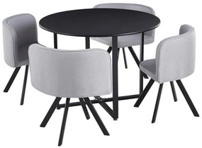 Tempo Kondela Jedálenský set 1+4, čierna/svetlosivá, BEVAN NEW