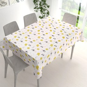 Biante Detský bavlnený obdĺžnikový obrus Sandra SA-649 Slony a levy na bielom 120x140 cm