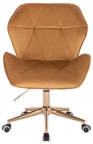 LuxuryForm DESIGN Stolička MILANO MAX VELUR na zlatej podstave s kolieskami - hnedá
