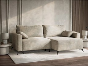 Béžová ženilková rozkladacia/s úložným priestorom rohová pohovka (pravý roh/s leňoškou) Leon – Maison de Rêve