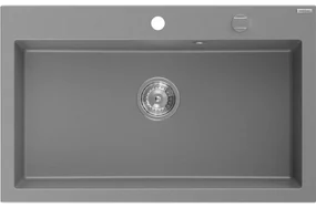 Mexen Elix, 1-korový granitový drez 800 x 500 mm, šedá, chrómový sifón, 6527801005-71