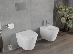 Mexen Rico Rimless závesné wc + slim pomaly padajúce sedátko z duroplastu, biela matná, 30724001