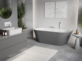 Mexen Oris, voľne stojaca ryhovaná vaňa 150 x 75 cm, biela-šedá, przelew biały- 52871507562-20