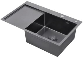 Erga HD, 1-komorový oceľový drez 780x490x210 mm, pravý, grafitová, ERG-MLS-HD7849RB