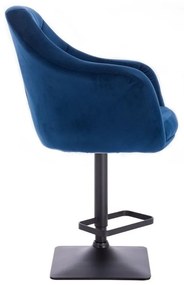 LuxuryForm DESIGN Barová stolička ANDORA VELUR na čierne podstave - modrá