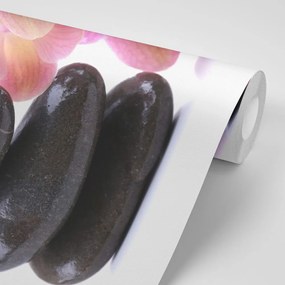 Samolepiaca fototapeta masážne kamene s orchideou