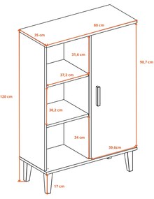 Vitrína DENVER 120 cm bielý/dub hickory