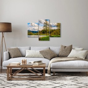 Obraz loďky pri jazere (90x60 cm)