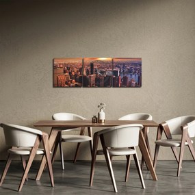 Obraz - Pohľad na metropole (s hodinami) (90x30 cm)