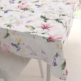 Biante Bavlnený obdĺžnikový obrus Sandra SA-287 Mix kvetov na bielom 100x140 cm