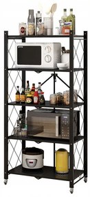 Kuchynský regál na kolieskach Ricos 3 (čierna). Akcia -18%. Vlastná spoľahlivá doprava až k Vám domov. 1133076