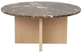 Hnedý mramorový okrúhly konferenčný stolík 90x90 cm Brooksville - Rowico
