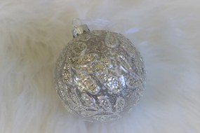 Biele sklenené luxusné vianočné gule 3ks 10cm