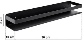 Nástenná polica MEGARA 30 cm čierna