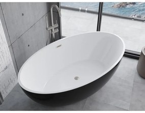 Mexen Nike, voľne stojaca vaňa 175 x 100 cm, biela-čierna, oceľový prepad, 54071751075-97