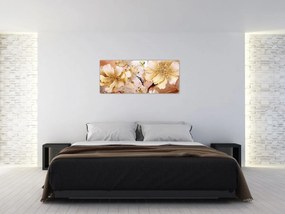 Obraz - Zlaté kvety (120x50 cm)