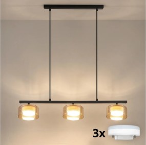 Brilagi - Závesný luster na lanku AURA LUX 3xGX53/30W/230V čierna/zlatá
