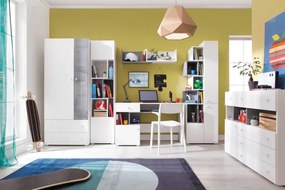 Televízne stôl Sigma 9, biela mat / betón / dub