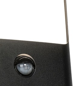 Nástenná lampa čierna vrátane LED IP44 s pohybovým senzorom - Khuvan