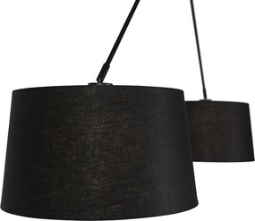 Závesné svietidlo čierne s tienidlami z ľanu čierne 35 cm 2-svetlo - Blitz
