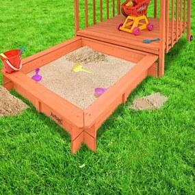 Pieskovisko s verandou HAPPY, 130x130x143 cm, hnedá/šedá Jurhan