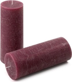 Bordó parafínová sviečka rustikálna 20 cm, 90 h, sada 6 ks