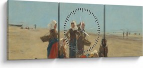 Obraz - Eugène Boudin, Women on the Beach at Berck, reprodukcia (s hodinami) (90x30 cm)