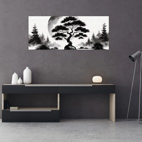 Obraz – Čiernobiela bonsai (120x50 cm)