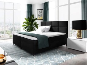 GR Čalúnená boxspring manželská posteľ Leila s matracom - čierna Rozmer: 180x200