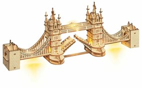 RoboTime Drevené 3D puzzle most Tower Bridge svietiace