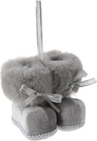 Závesné huňaté čižmičky v sivej farbe 8 cm