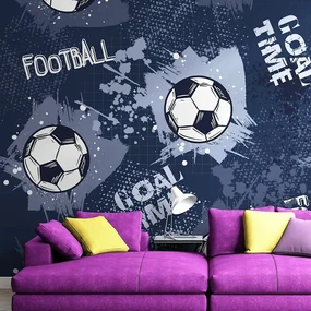 Samolepiaca tapeta futbalová lopta vo fialovom