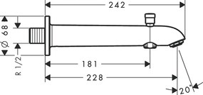 Hansgrohe Hansgrohe, vaňový výtok s prepínacím ventilom 228 mm, chrómová, HAN-13424000