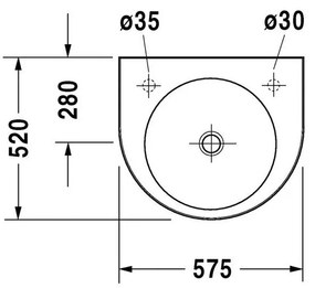 DURAVIT Architec závesné umývadlo bez otvoru, bez prepadu, 575 mm x 520 mm, 0449580000