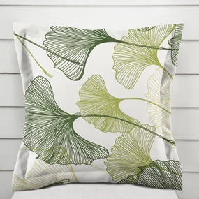 Biante Bavlnená obliečka na vankúš s lemom Sandra SA-576 Zelené Ginkgo listy na bielom 40 x 40 cm