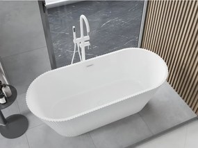Mexen Yara, voľne stojaca ryhovaná vaňa 170 x 75 cm, biela lesklá, biely prepad, 52861707500-20