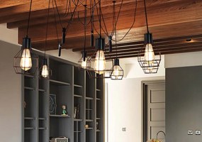 Závesné svietidlo H85 industrial, klietka 7 74196 - kov - Čierna