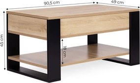 Rozkladací konferenčný stolík s výklopnou doskou 90 cm