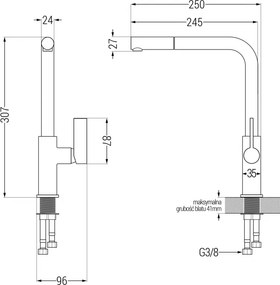 Mexen FLORA - Vysoká batéria/drezová, biela/chrómová, 670401-02