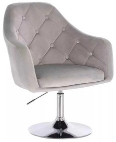 LuxuryForm DESIGN Kreslo ANDORA VELUR na striebornom tanieri - svetlosivé
