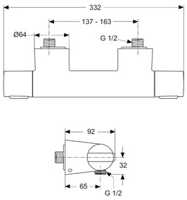 Ideal Standard CeraTherm 200 - Sprchová batéria nástenná termostatická, chróm A4627AA