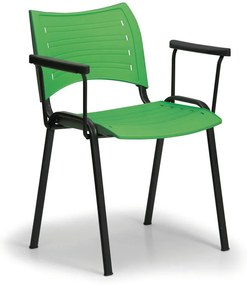 Plastová stolička SMART - čierne nohy s podrúčkami, zelená