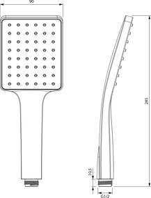 Sapho Sapho, ručná sprcha, 245mm, silikon trysky, ABS/grafitová, SK779GM